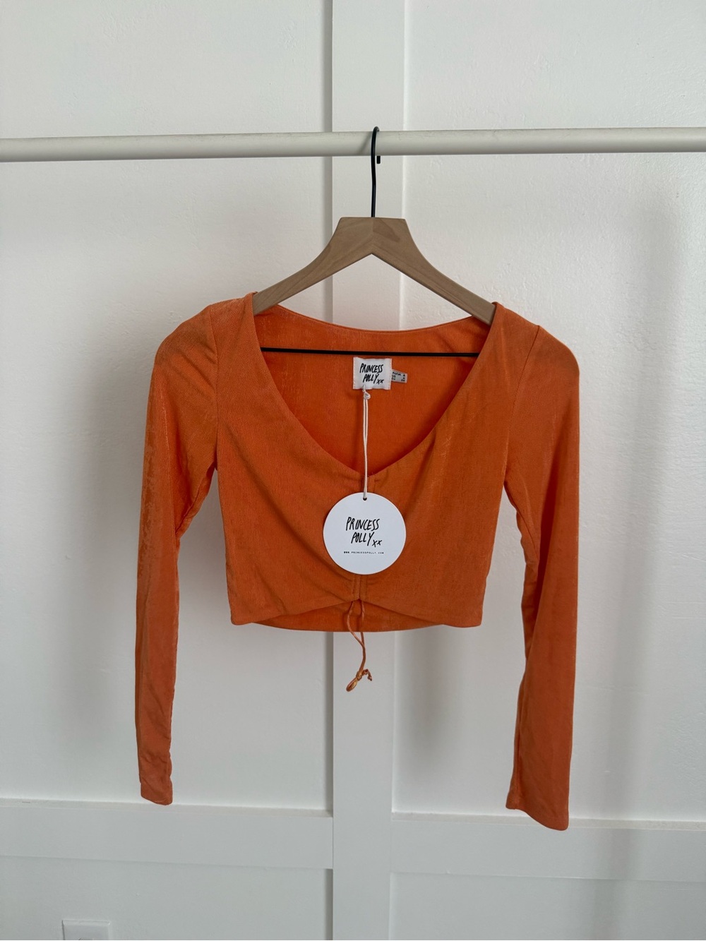Princess Polly Cinched Orange Long Sleeve Top